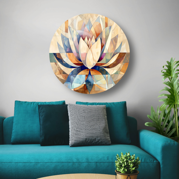 Abstracte Geometrische Lotus in Kleur forex muurcirkel