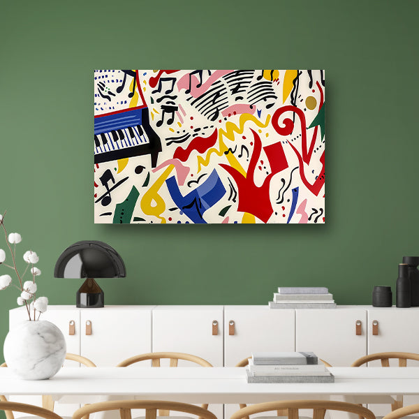 Abstracte kunst met kleurrijke muzieknoten poster