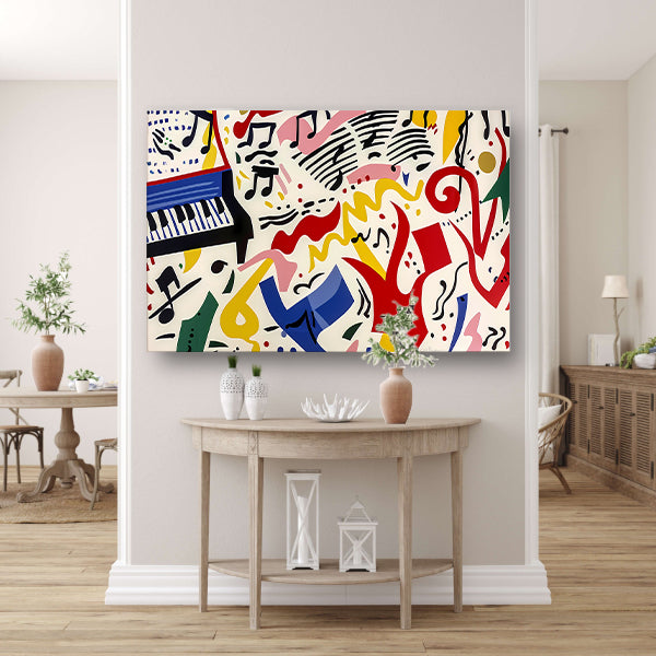 Abstracte kunst met kleurrijke muzieknoten canvas