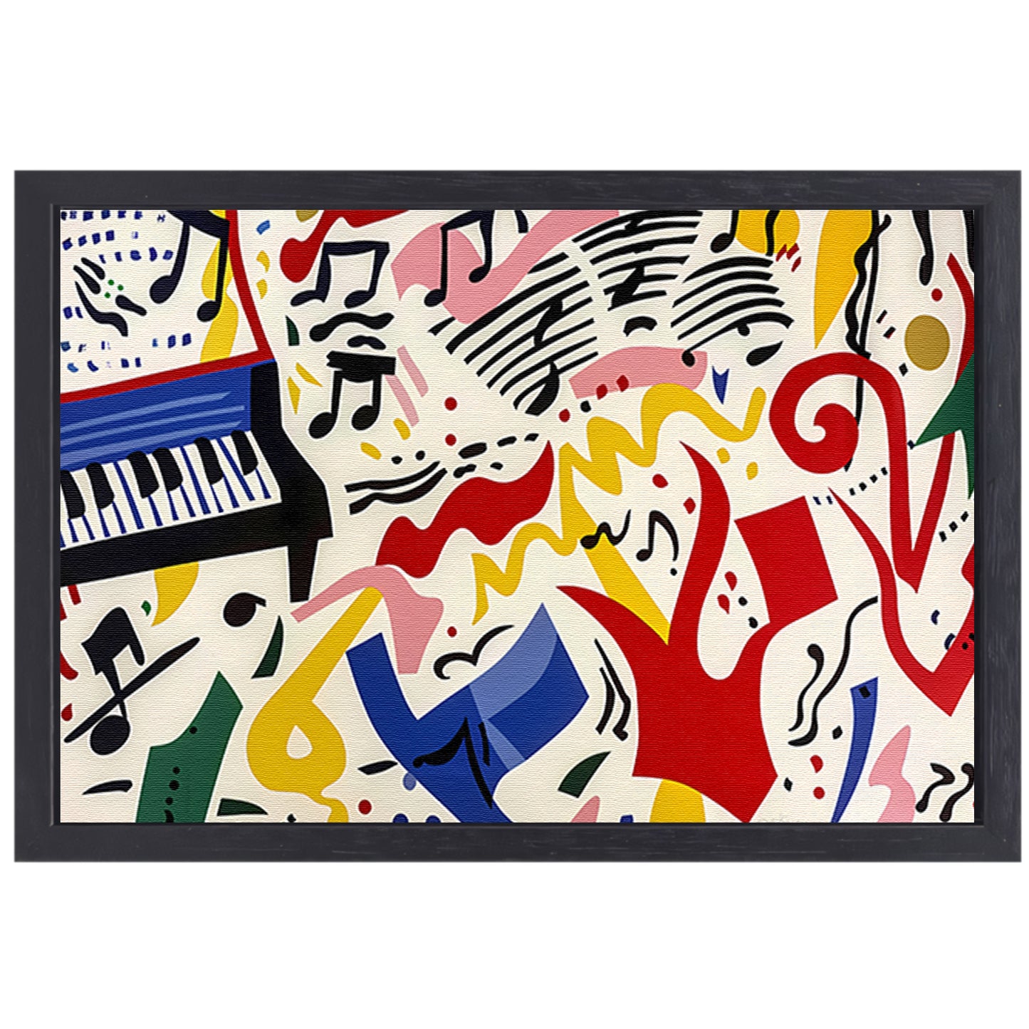 Abstracte kunst met kleurrijke muzieknoten canvas met baklijst