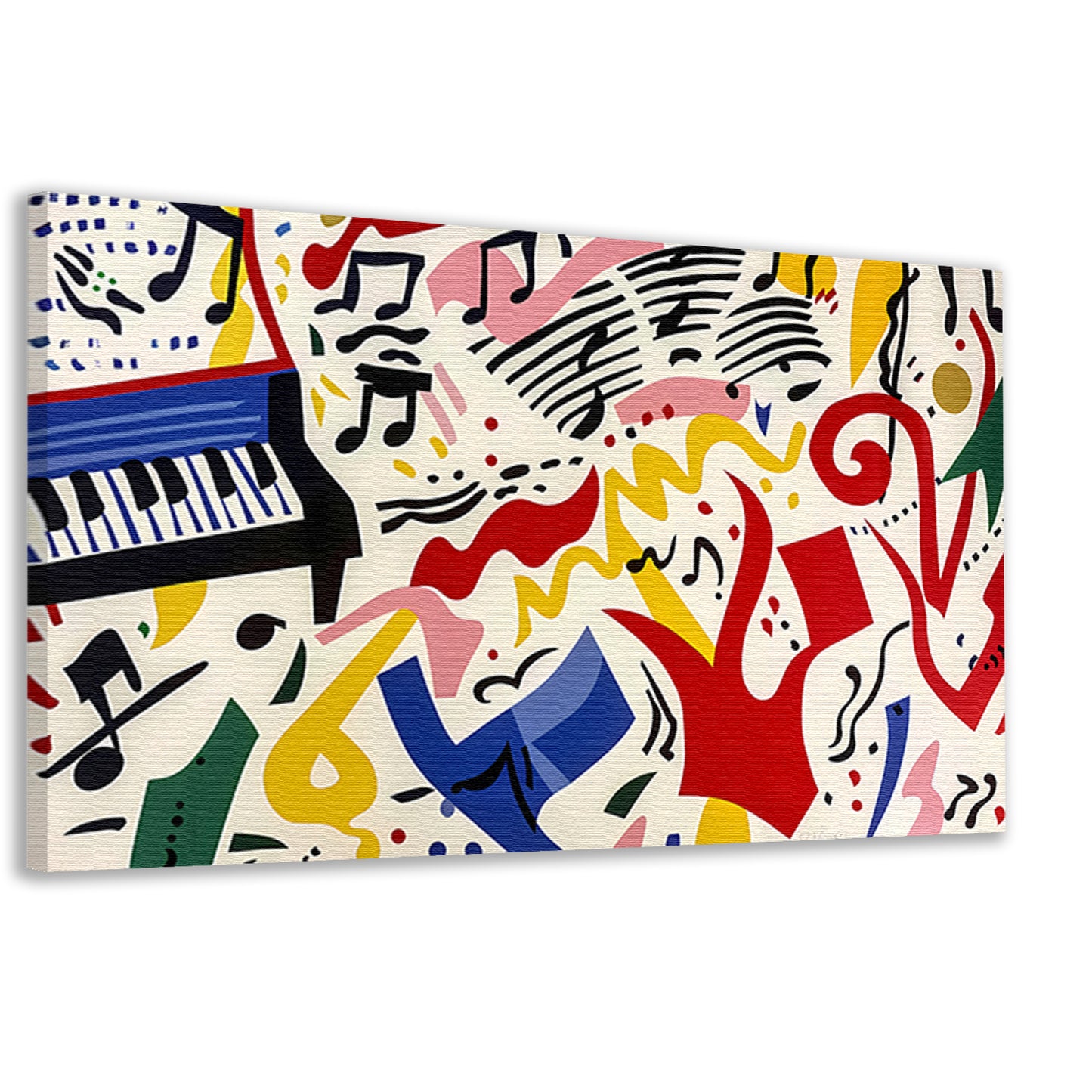 Abstracte kunst met kleurrijke muzieknoten canvas