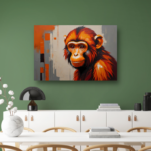Expressieve aap in oranje en rood poster
