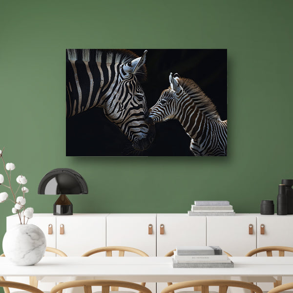 Intiem moment tussen twee zebras canvas