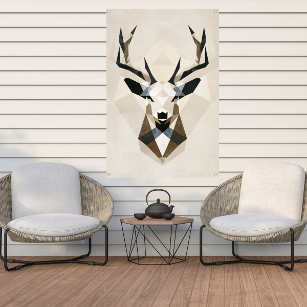 Abstract Geometrisch Hert in Monochrome Tinten tuinposter