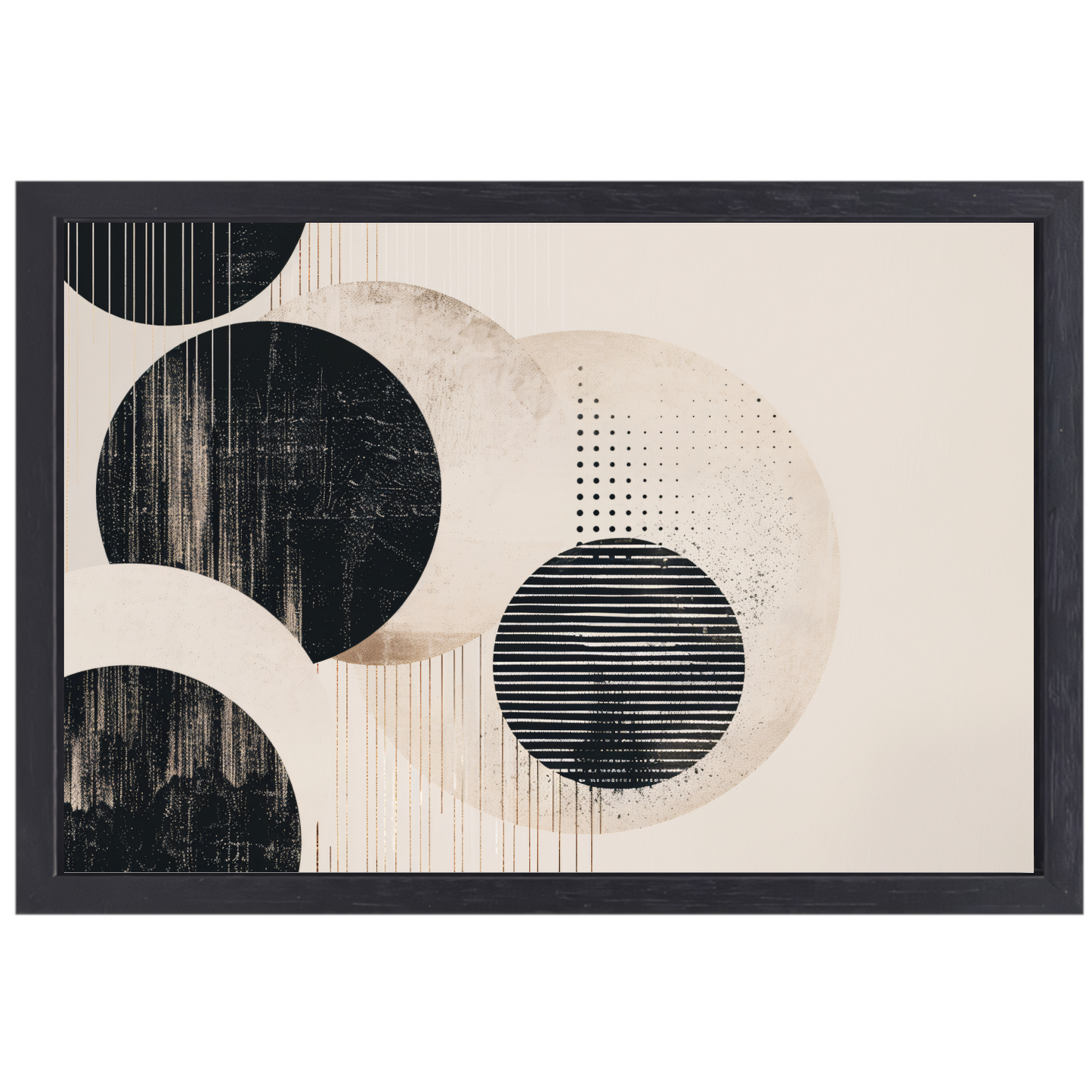 Overlappende cirkels in neutrale tinten canvas met baklijst