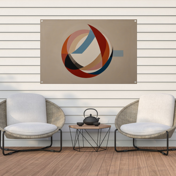 Abstracte symmetrie met cirkels en lijnen tuinposter