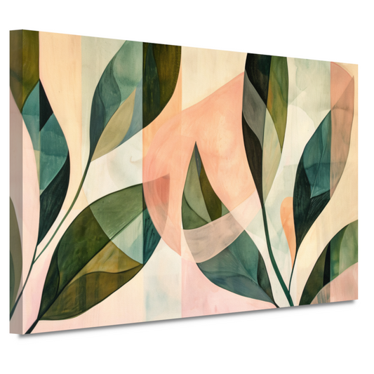 Bladeren in Pastel - Abstract Natuur Ontwerp canvas