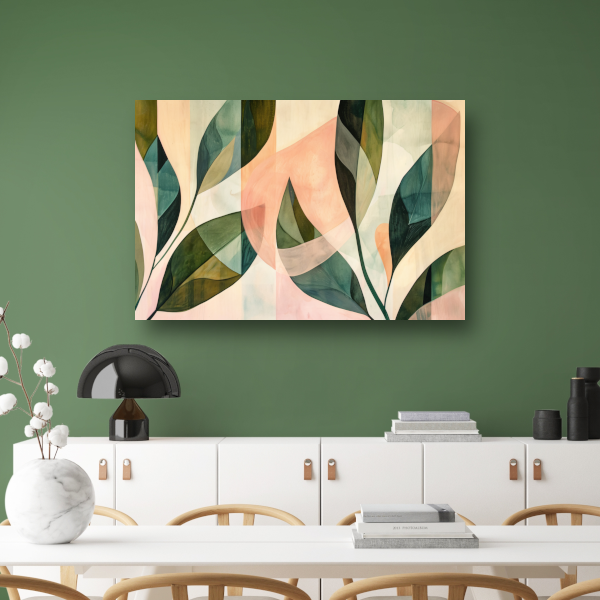 Bladeren in Pastel - Abstract Natuur Ontwerp canvas