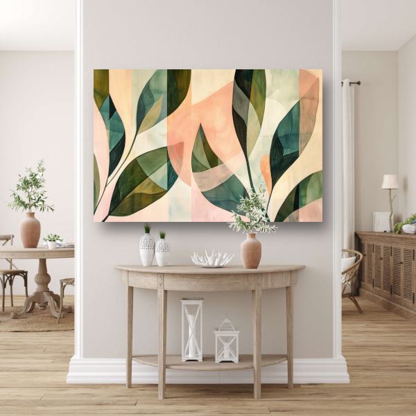 Bladeren in Pastel - Abstract Natuur Ontwerp canvas