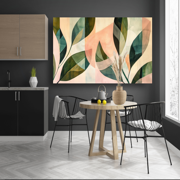 Bladeren in Pastel - Abstract Natuur Ontwerp canvas