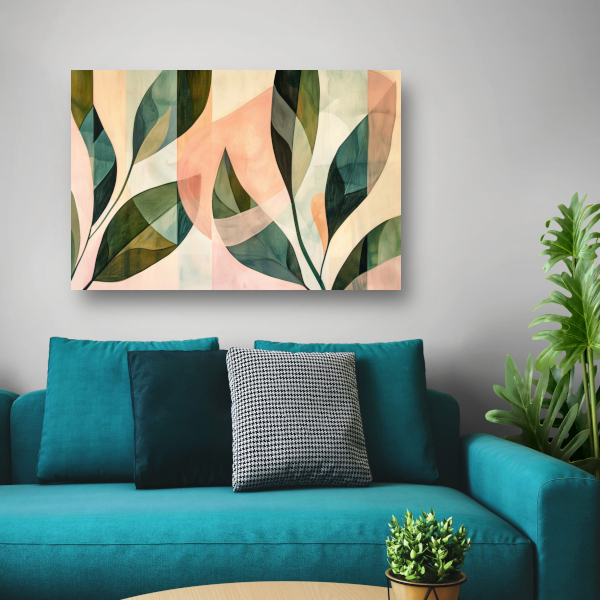 Bladeren in Pastel - Abstract Natuur Ontwerp canvas