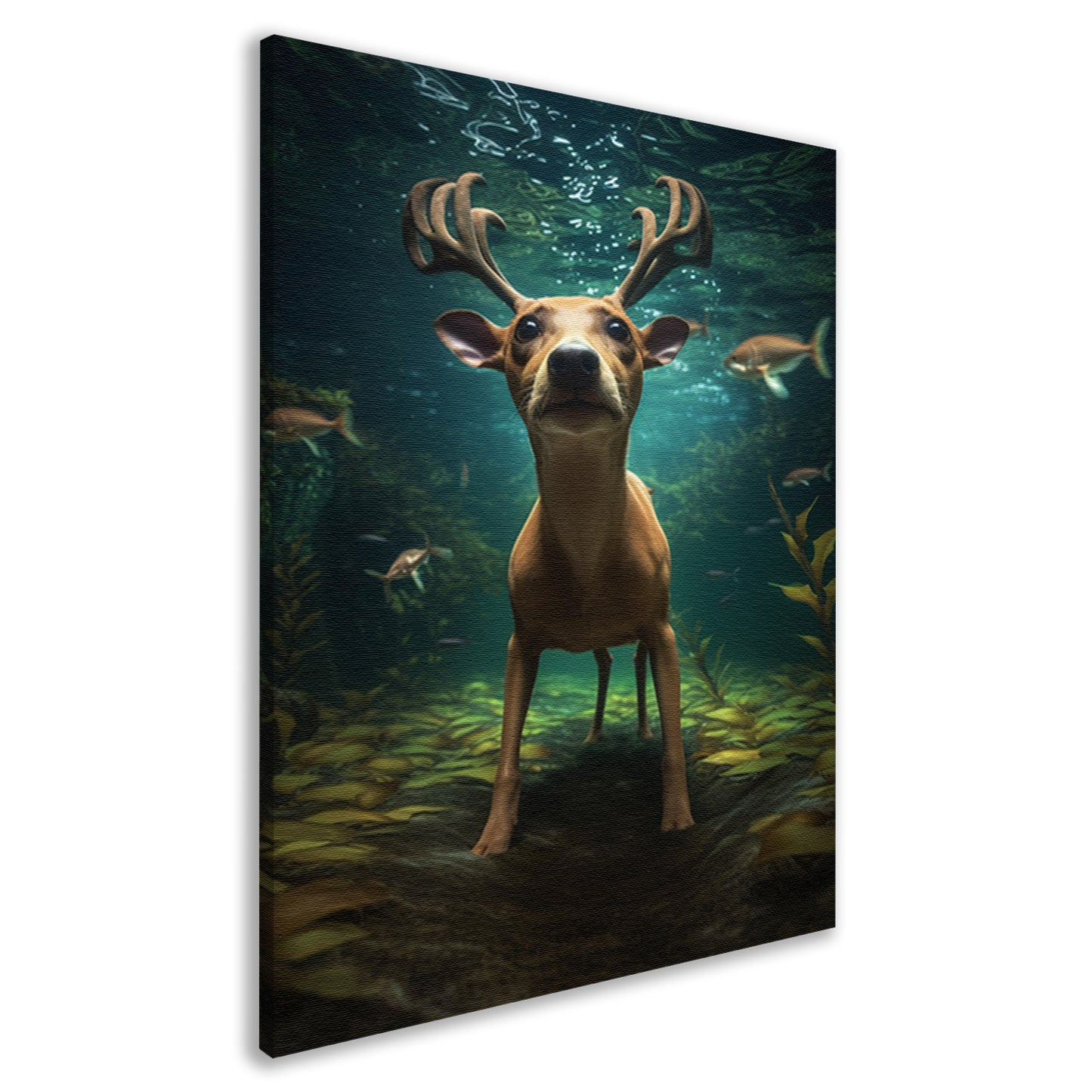 Hert zwemt onder water in surrealistische droom canvas