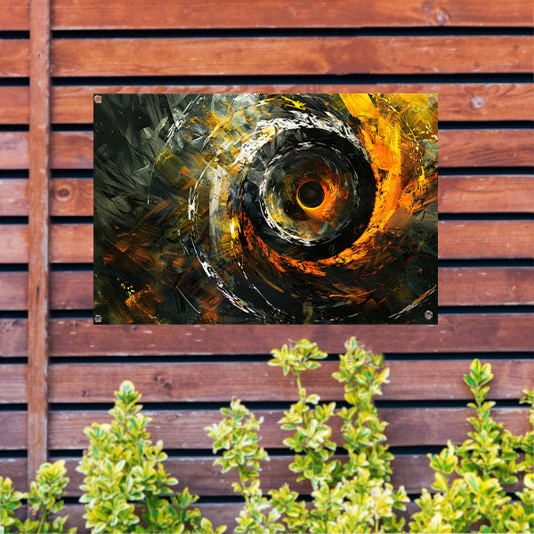 Dynamisch abstract schilderij met spiraalvormen tuinposter
