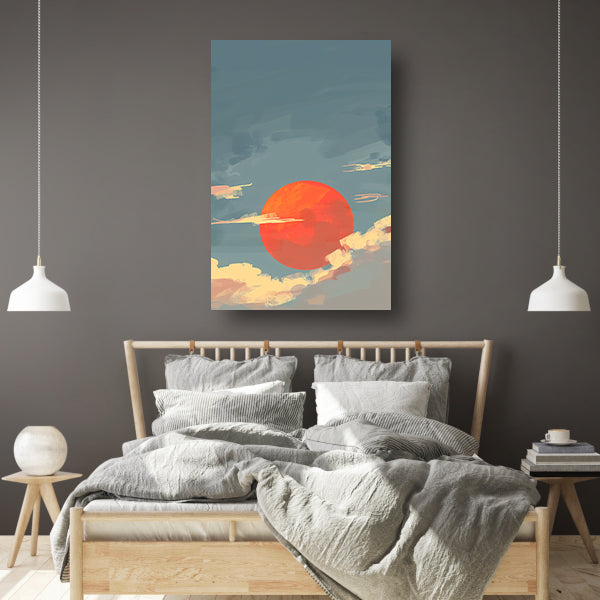 Adembenemende digitale kunst van zonsondergang poster