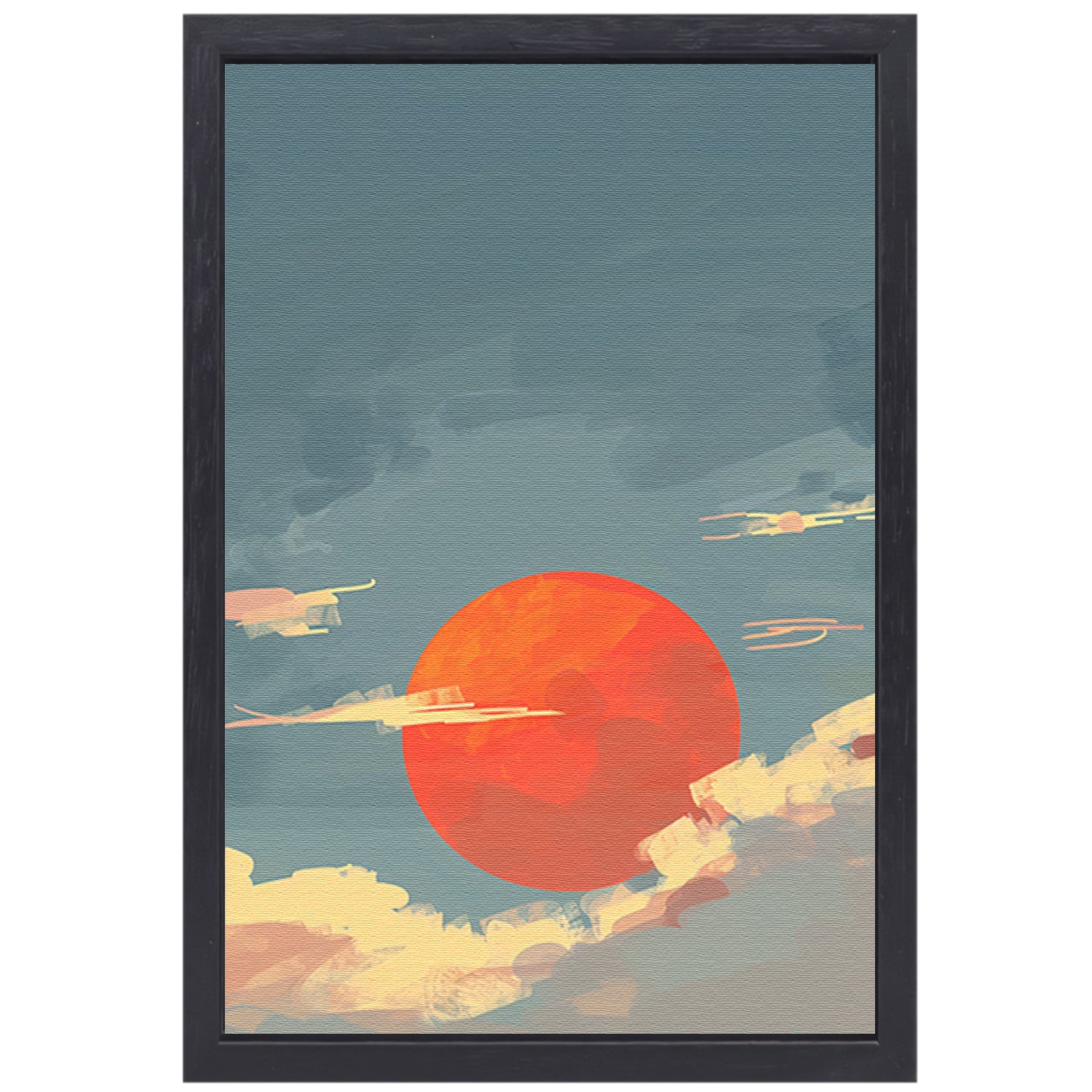 Adembenemende digitale kunst van zonsondergang canvas met baklijst