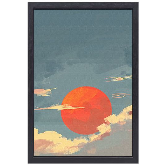 Adembenemende digitale kunst van zonsondergang canvas met baklijst