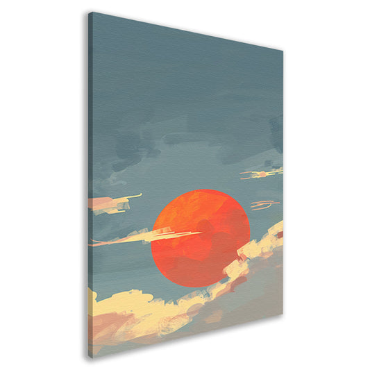 Adembenemende digitale kunst van zonsondergang canvas