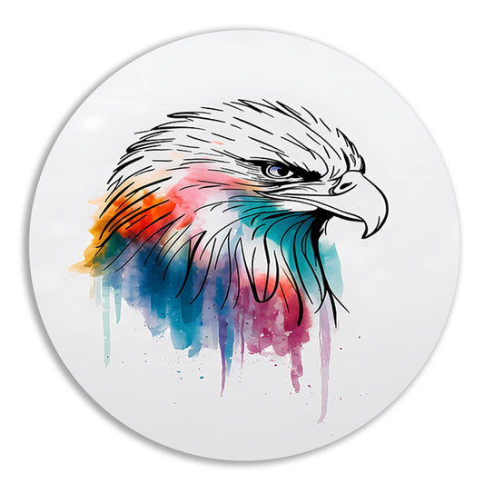 Moderne Kleurrijke Adelaar Lijnkunst aluminium muurcirkel