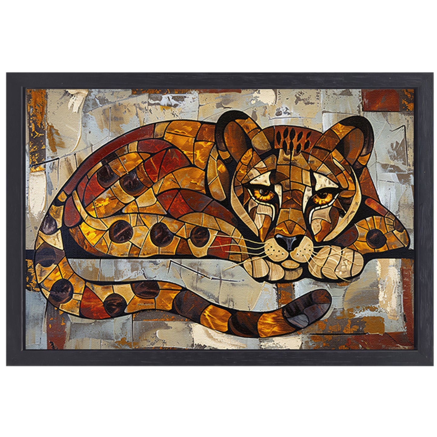 Kleurrijk glas-in-lood cheeta ontwerp canvas met baklijst