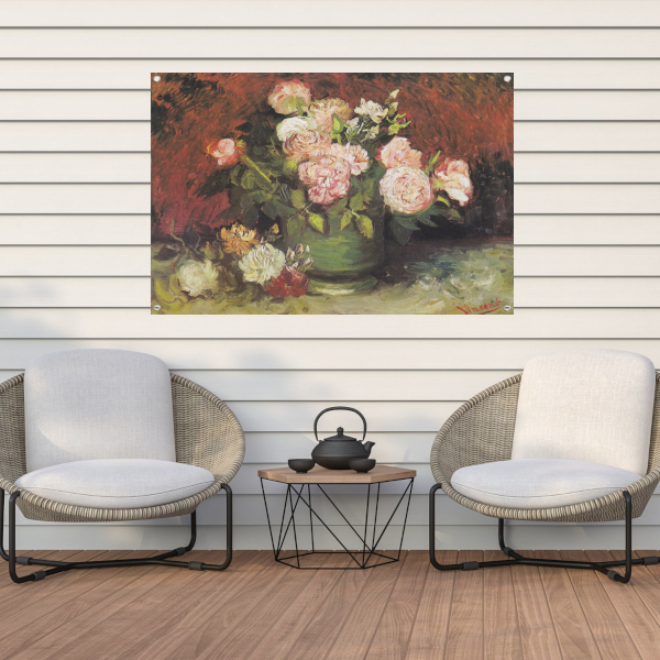 Schaal met Pioenrozen en Rozen - Vincent van Gogh tuinposter