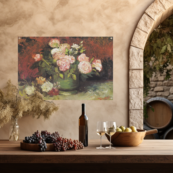 Schaal met Pioenrozen en Rozen - Vincent van Gogh tuinposter