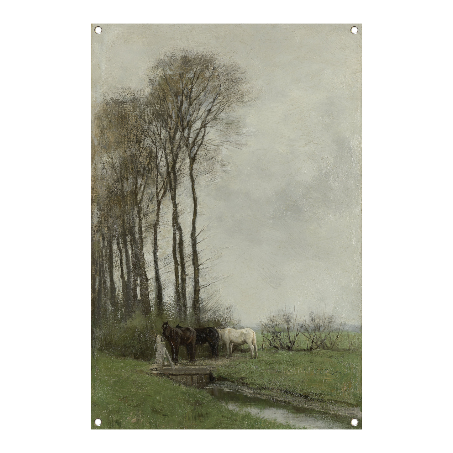 Paarden bij het hek - Anton Mauve tuinposter