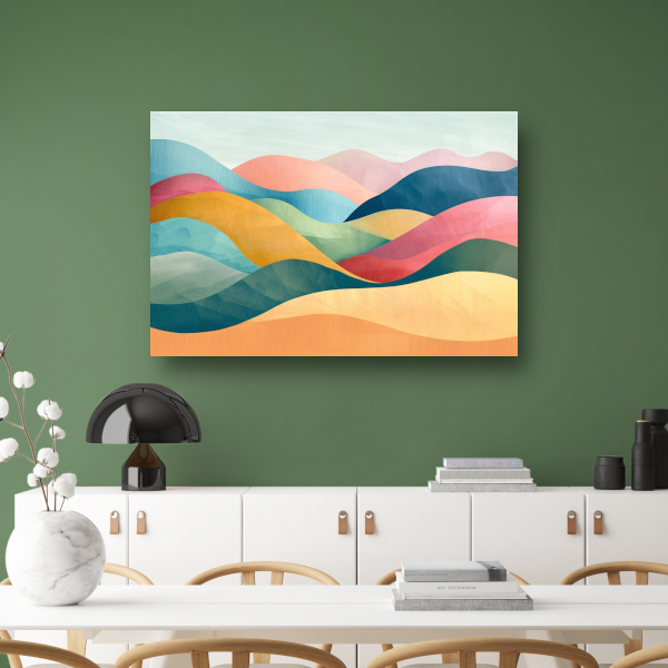 Golvende abstracte kunst met kleurrijke landschappen canvas