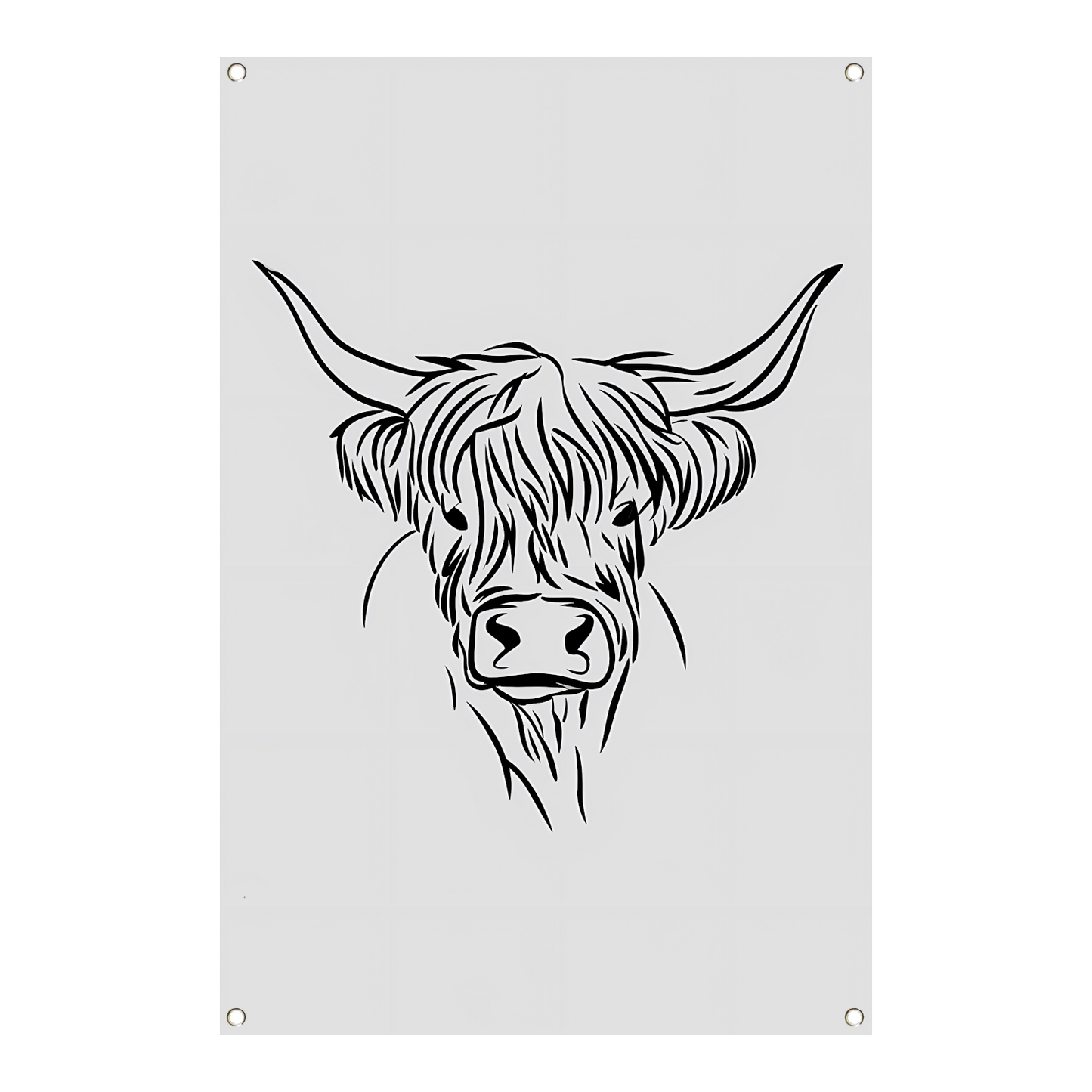 Minimalistische Schotse Hooglander in Zwart-Wit tuinposter