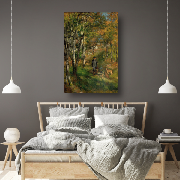 Jules Le Coeur en zijn honden in het bos van Fontainebleau - Pierre-Auguste Renoir canvas met baklijst