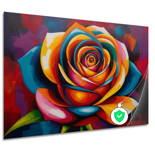 Kleurrijke Abstracte Roos in Levendige Tinten poster