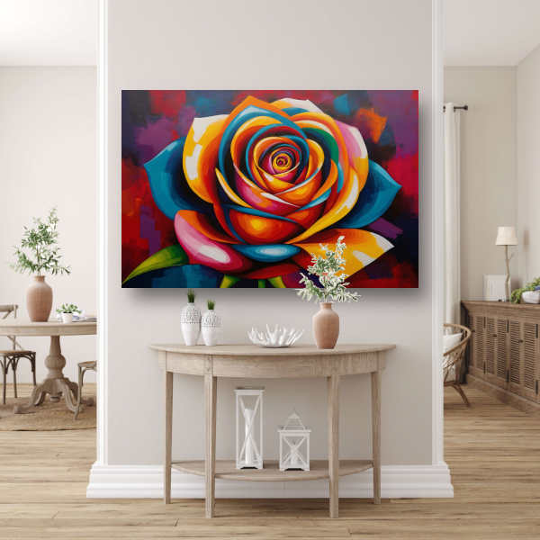 Kleurrijke Abstracte Roos in Levendige Tinten acrylglas