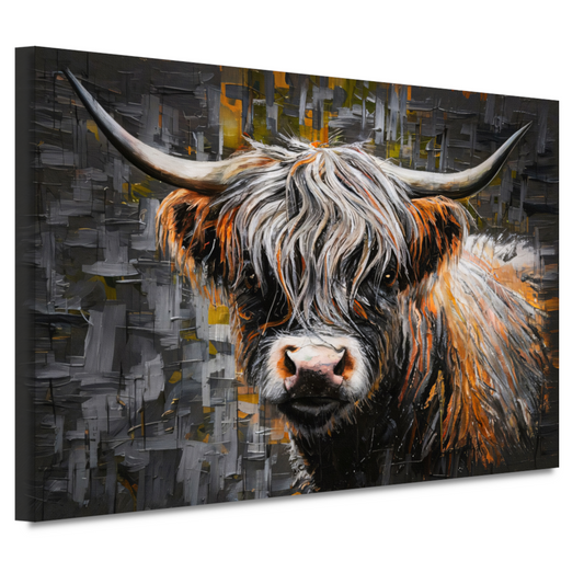 Expressieve Blik van een Kleurrijke Schotse hooglander canvas