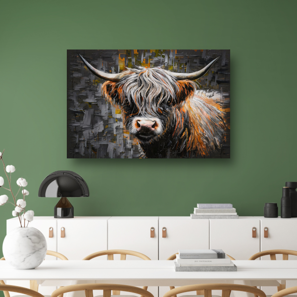 Expressieve Blik van een Kleurrijke Schotse hooglander canvas