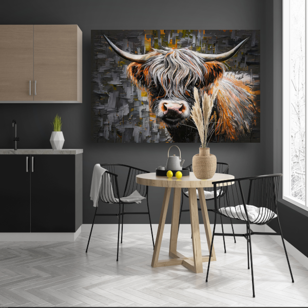 Expressieve Blik van een Kleurrijke Schotse hooglander canvas