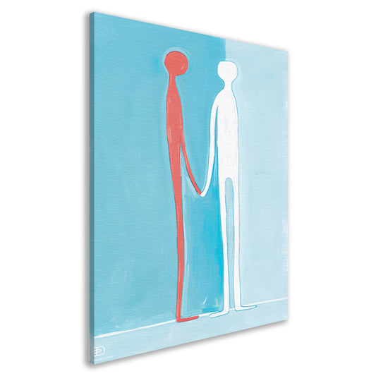 Abstracte figuren met blauwe achtergrond canvas