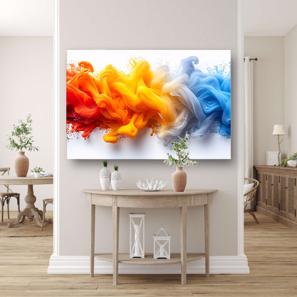 Kleurrijke abstracte kunst met vloeiende vormen canvas met baklijst