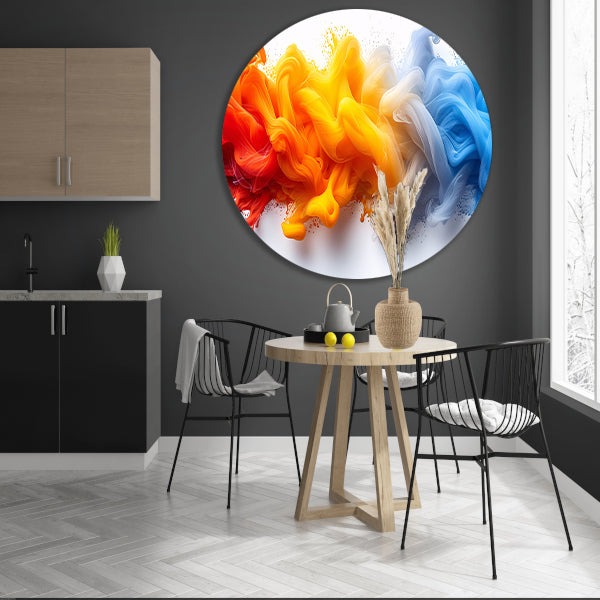 Kleurrijke abstracte kunst met vloeiende vormen aluminium muurcirkel