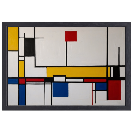 Balans van kleur en vorm in abstractie canvas met baklijst