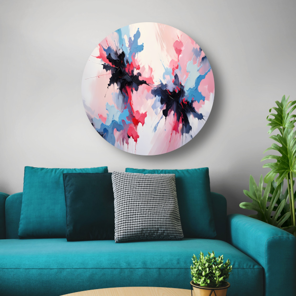 Dynamische abstracte explosie van kleur aluminium muurcirkel