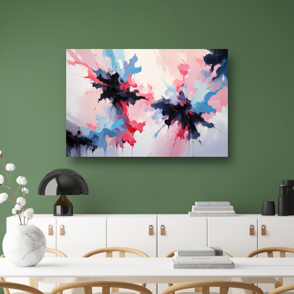 Dynamische abstracte explosie van kleur canvas met baklijst