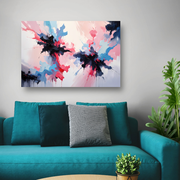 Dynamische abstracte explosie van kleur canvas met baklijst