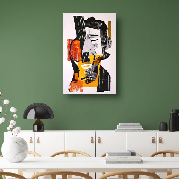 Kubistische Gitarist in Kleurrijk Explosie canvas