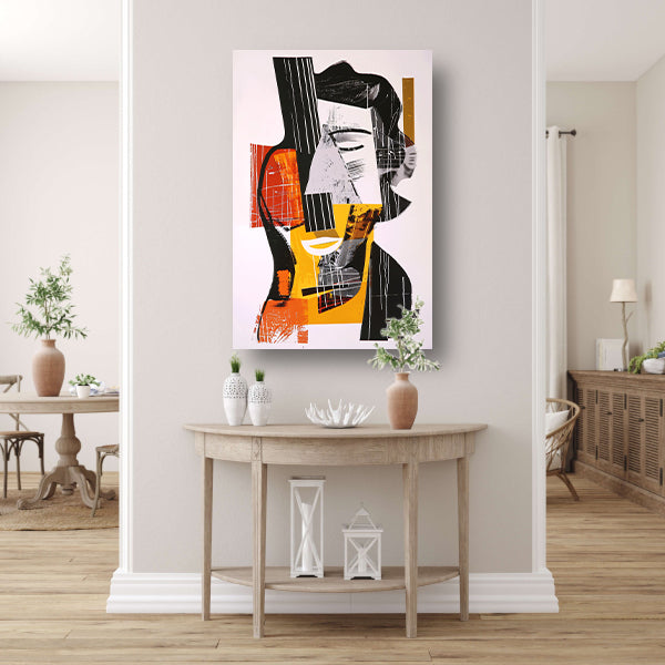 Kubistische Gitarist in Kleurrijk Explosie canvas