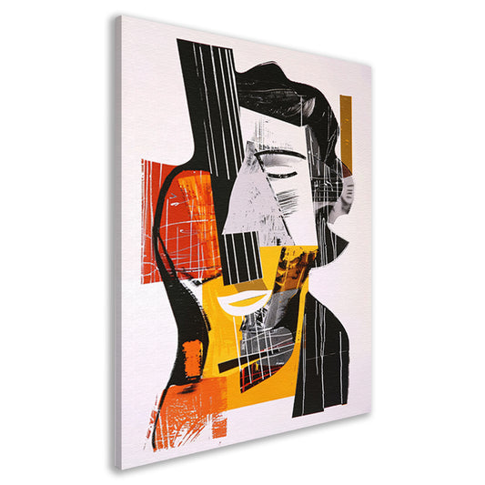 Kubistische Gitarist in Kleurrijk Explosie canvas