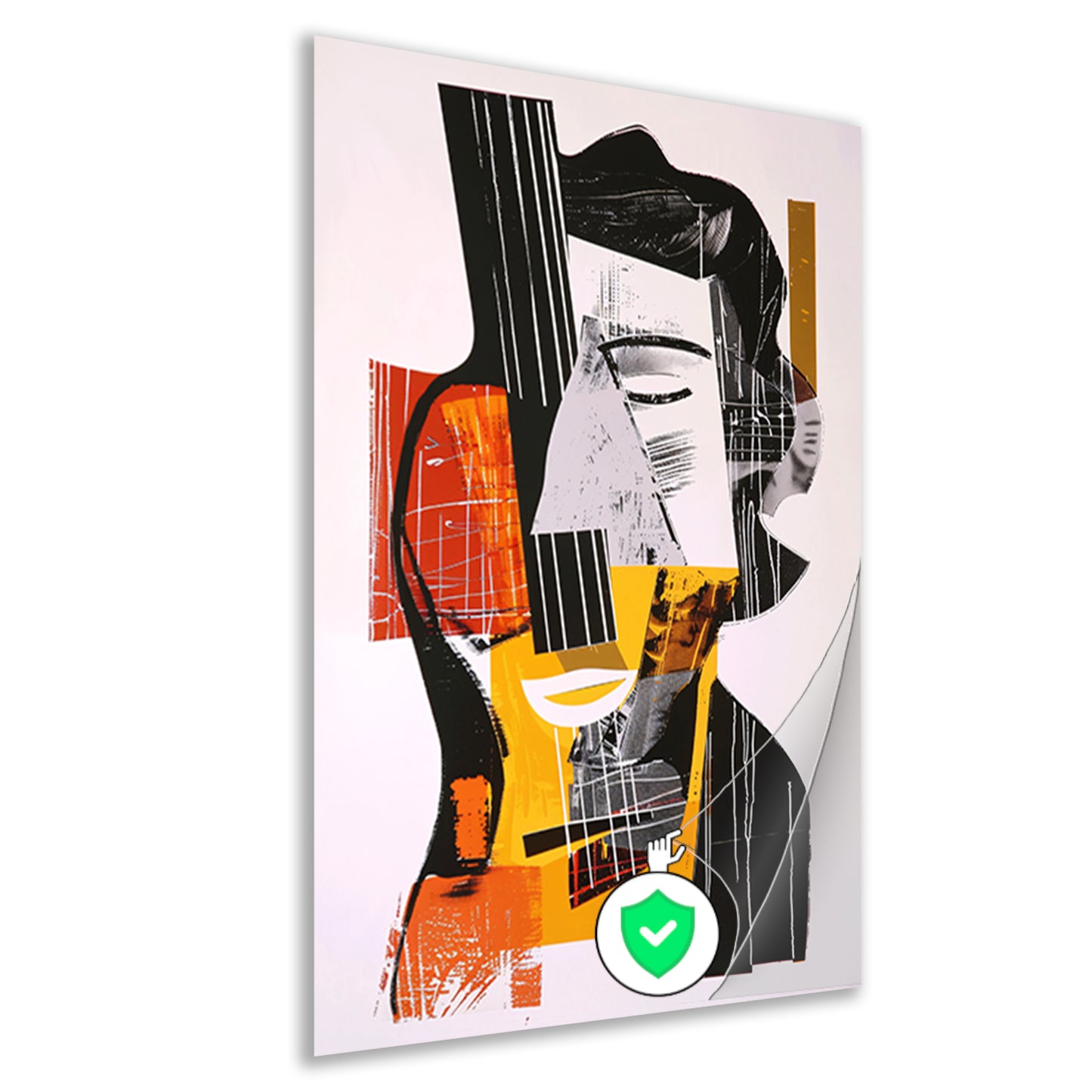 Kubistische Gitarist in Kleurrijk Explosie poster