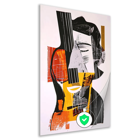 Kubistische Gitarist in Kleurrijk Explosie poster