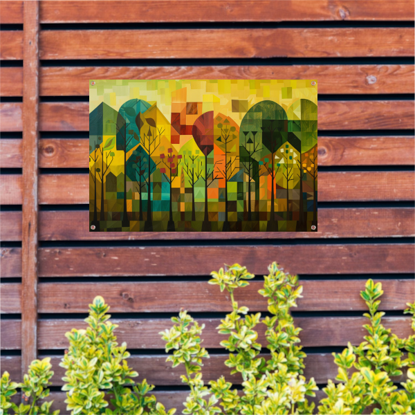 Geometrische Natuur en Architectuur in Kleur tuinposter