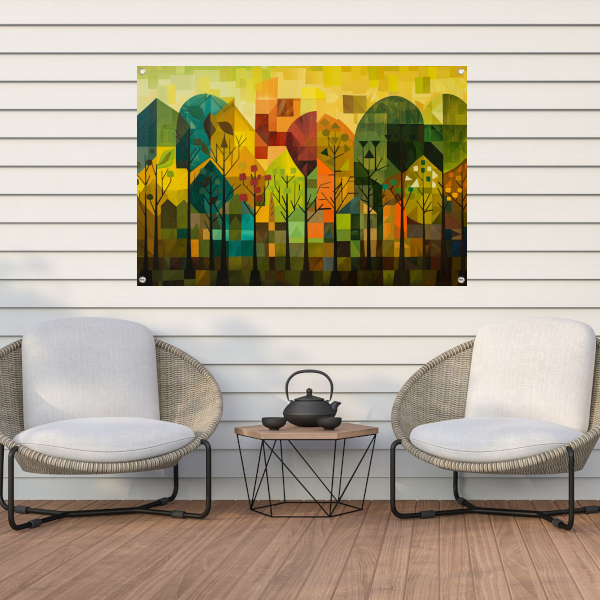 Geometrische Natuur en Architectuur in Kleur tuinposter