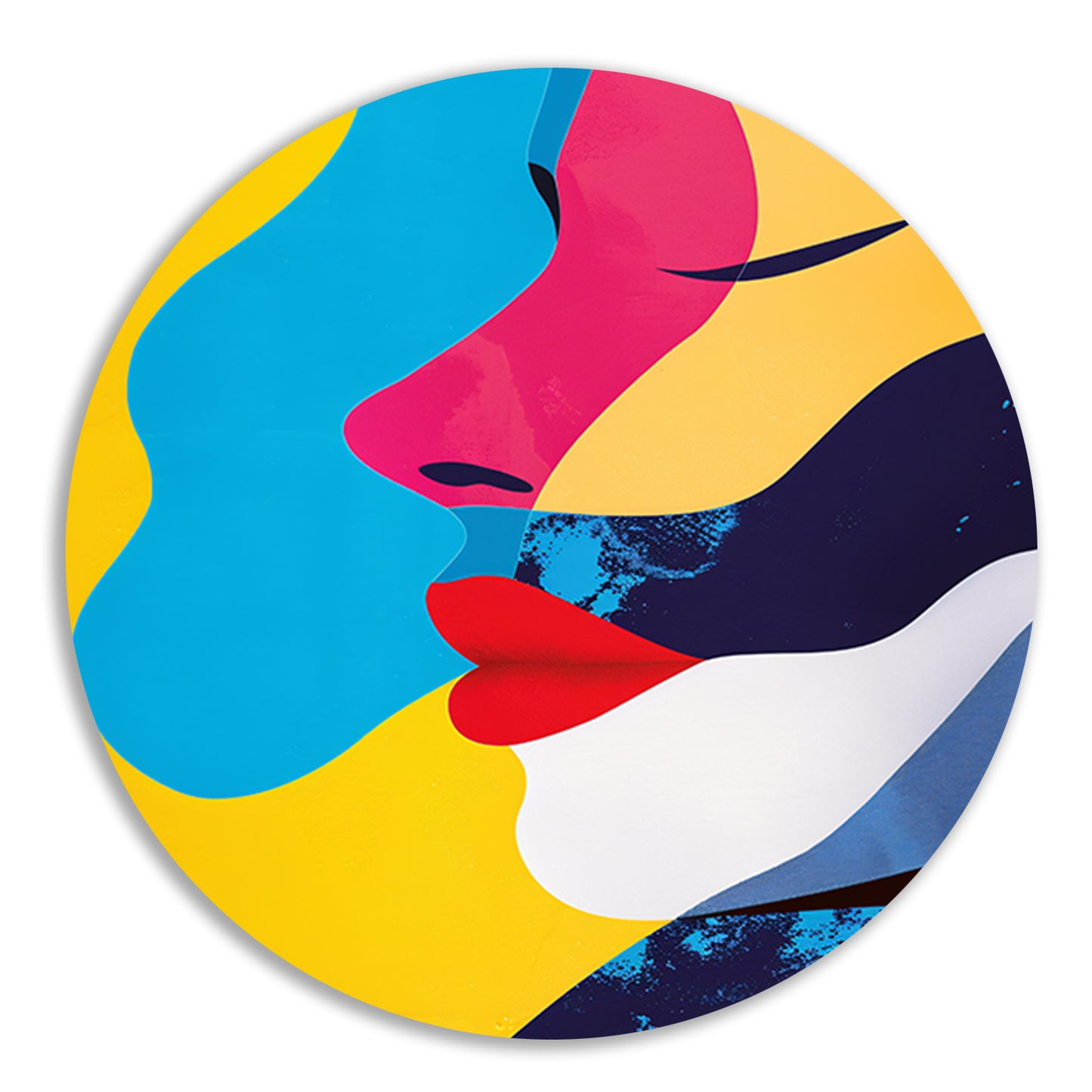 Abstract met twee gezichten aluminium muurcirkel