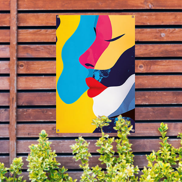 Abstract met twee gezichten tuinposter